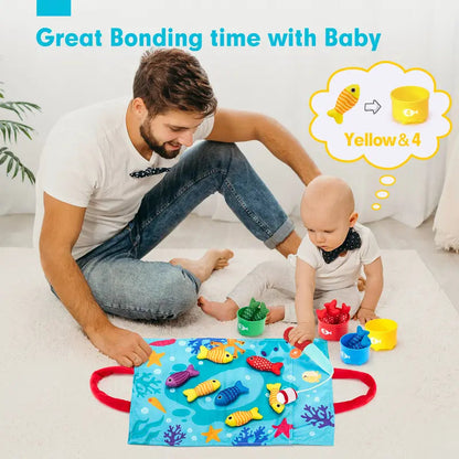 TinyCatch™ Montessori Fishing & Sorting Set - Keeps Toddlers Busy While Learning Colors & Counting Blumi Baby