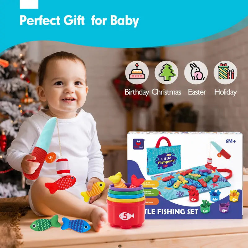 TinyCatch™ Montessori Fishing & Sorting Set - Keeps Toddlers Busy While Learning Colors & Counting Blumi Baby