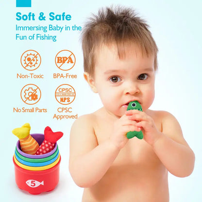 TinyCatch™ Montessori Fishing & Sorting Set - Keeps Toddlers Busy While Learning Colors & Counting Blumi Baby
